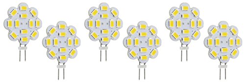 Gx4 G4 Bi Pin LED Light Bulb Side Mount 2 Pin AC DC 12V 24V Replacement for JC Halogen Lamps of Marine Vehicles Boat Yacht RV Camper Solar & Any Low Volt Lighting System - Warm White, 6W (Pack of 6)