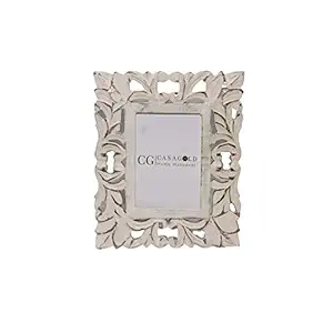 CasaGold: Rustic finished Wooden carved Photo frame (White,, 24 X 19 cm)