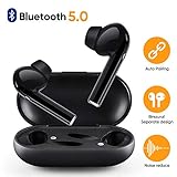 【Emparejamiento Automático & Conexión Estable】Nuestros audífonos Bluetooth mejorados utilizan el último bluetooth 5.0 que proporciona señales mejoradas y más estables. No hay necesidad de preocuparse por la interrupción y la interferencia. Se enciende automáticamente y se conecta a sus dispositivos cuando se retira del estuche de carga, y se apaga automáticamente y se carga cuando se coloca de nuevo en el estuche de carga.