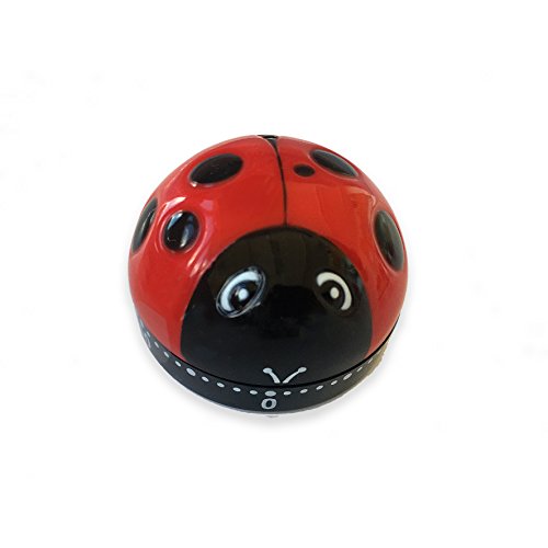 ADE Mechanischer Küchentimer TD 1602. Klassischer Kurzzeitmesser in Marienkäfer-Form aus hochwertigem ABS-Kunststoff zum Aufziehen. Akustisches Signal nach Zeitablauf. Zuverlässige Eieruhr. Rundskala