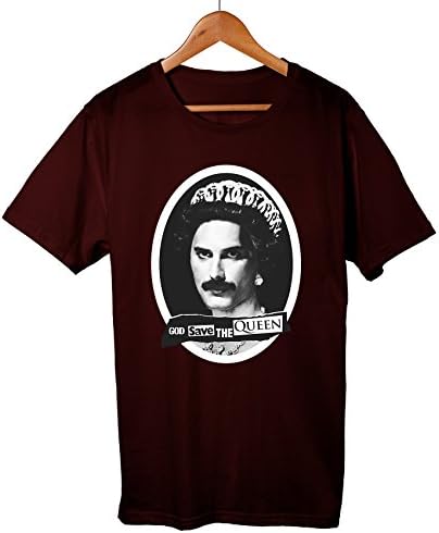 God Save The Queen Freddie Mercury Parody Rock God T Shirt Maroon XX-Large