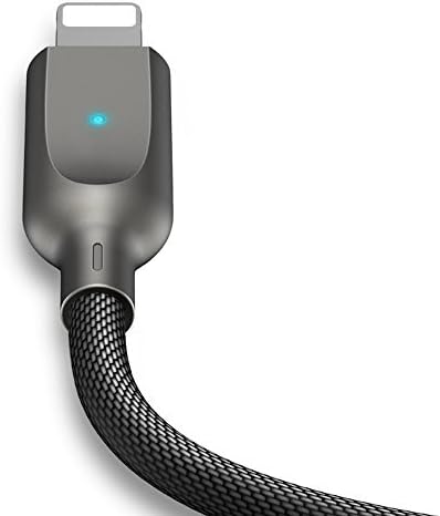 Lightning Cable,Nylon braided iPhone charger cable , 6.16FT/1.88m ,Smart LED Auto Disconnect iPhone Charging cable with LED light for iPhone X / iPhone 8/ /8 Plus/7/7 Plus /6/6 Plus / 6s / 6s Plus /5/5s/SE /iPad mini/iPod(black)