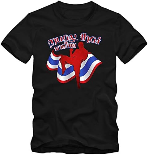 Muay Thai T-Shirt | Men | Thai-Boxing | Thailand | Martial Arts | Self-Defense | Kung-Fu | Teakwon-Do | Eastern | Sport-Shirt | ??????, Colour:Black (Deep Black);Size:XX-Large