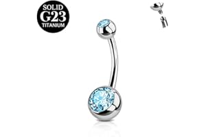 FunZing Titanio Piercing ombelico argento 6mm 8mm 10mm 12mm 14mm 16mm bar lunghezza piercing ombelico titanio donne 1 pezzo 14G solido titanio Piercing ombelico rosa blu CZ anelli ombelico