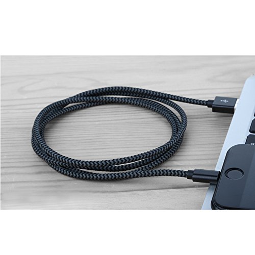 IPhone Cable , Gestop Lightning Cable 1M/3.3FT,  Nylon Braided Cord Lightning Cable Certified to USB Charging Charger for iPhone 7/7 Plus/ 6S/6/SE/5S/5/iPad/ iPod Nano 7[Black White]