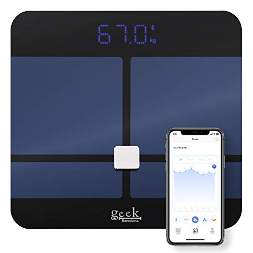 Báscula Inteligente Digital Bluetooth De Alta Calidad Mide Grasa Corporal y Visceral, Hidratación, Masa Coporal, Muscular y Osea, Metabolismo Basal App Para Android e iOS