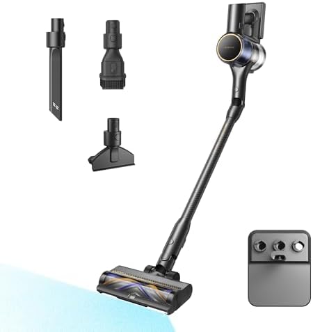DREAME R20 Pro-A Aspirapolvere Senza Fili, Taglia Peli E Capelli, Pieghevole a 90°, Schermo LED, Aspira a 600 W/26.000 Pa, Tappeti E Pavimenti, Illuminazione CelesTect, Fino a 90 Minuti di Autonomia
