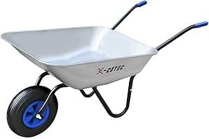 X-COTEC Carriola, carriola da giardino, 65 l, fino a 150 kg, carriola con cerchione in metallo, carriola da costruzione zincata, vasca, per giardinaggio a casa (2 tubi gratuiti)