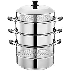 201 en acier inoxydable Steamer/soupe Pot 4 couches avec des ménages Steamer 30-40cm épaissie Convient for Cuisinière à gaz/Cuisinière à induction Convient for 6-14 personnes (Size : 40cm)