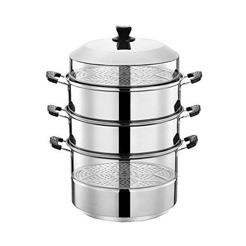 201 en acier inoxydable Steamer/soupe Pot 4 couches avec des ménages Steamer 30-40cm épaissie Convient for Cuisinière à gaz/Cuisinière à induction Convient for 6-14 personnes (Size : 40cm)