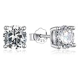 Gioielleria Gold Gala Orecchini Punto Luce in Argento 925% Rodiato con Zirconi Taglio Diamante Uomo Donna (7 mm) 