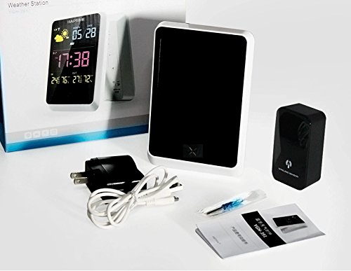 ESTGOUK Funk Wetterstation mit Farbdisplay ,Funkuhr, Wecker, Wettervorhersage, Hygrometer,Außensensor - 6