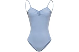 ROYAL SMEELA Damen Ballettanzug Halbarm Mesh Ballett Tanz Trikots Tanzkostüm Einfarbig Stretch Rückenfrei Gymnastik Body Trikot Tanzkleidung Hosenträger Trikot