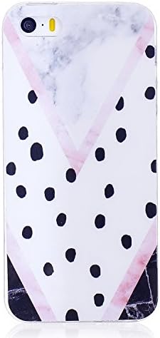 For iPhone 5/5S/SE Case,XUDAKJ Slim-Fit Anti-Scratch TPU Soft Rubber Silicone Cover Case Granite Marble Natural Stone and Shock-Absorbing Contrast Color Texture Back Case Cover for iPhone 5/5S/SE