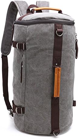 ONENICE Cylinder Canvas Backpack Large Capacity Rucksack Duffel Bag Unisex Holdall with Three Ways of Carrying 35L(Grey)