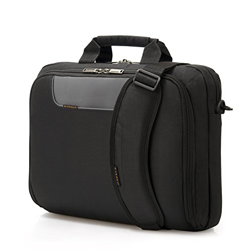 Everki Advance     Laptoptasche f  r Notebooks bis 14 1 Zoll  35 9 cm  mit Zubeh  r-Fach  kontrastreichem Innenfutter und Trolley-Lasche  Schwarz