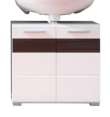 Maisonnerie 1280-301-12 Meuble sous lavabo Mezzo en blanc / blanc ultrabrillant / chêne Melinga foncé LxHxP 60 x 56 x 34 cm