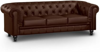 Menzzo A6053 Contemporain Canap&eacute; 3 Places Bois Marron 80 x 207 x 72 cm