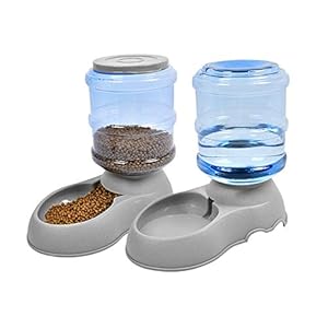 UMI. Essentials Set de comederos automáticos para Mascotas   para Gatos/Perros- 2 Piezas Dispensadores de Comida y Agua para Animales domésticos