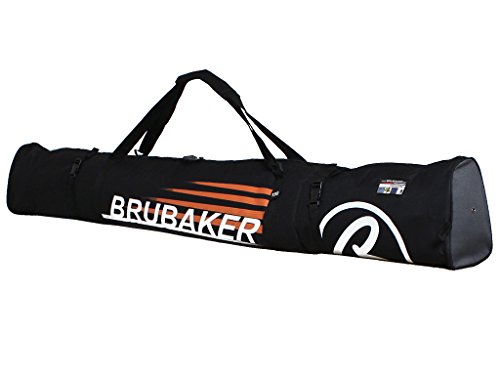 Brubaker Kombi Set Champion Skisack und Skischuhtasche für 1 Paar Ski bis 190 cm + Stöcke + Schuhe + Helm Schwarz Orange – Bild 3