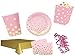 Produktbild Partyset-Partygeschirr rosa/gold 42 teilig bis 12 Personen Teller Becher Servietten Geburtstagsset Grillparty Party Komplettset