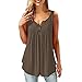 Produktbild MOIKA Damen Tanktop mit Kleine Druckknopfleiste, Womens Summer Sleeveless Einfarbig Casual Swing Flowy Tank Tops Schöne Lange Länge und Einfach Fließend Tops Bluse(EU46/XL,Kaffee)