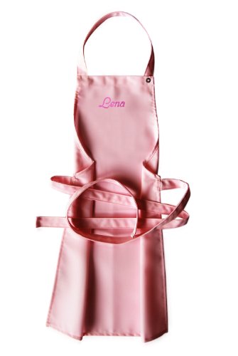 Kinderschürze mit Name, Farbe rosa, Latzschürze hochwertig bestickt; Schürze und Stickerei deutsche Produktion; Mitteilung Name nach Bestellung (siehe unten) - 2