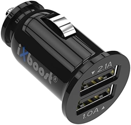 Ixboost® IX 6 Speed Charge 3.1 A Mini Dual USB Car Charger Adapter 2 Port In Car Charger For All Mobile Phones e.g. Samsung/HTC/Huawei/LG/iPhone 7 and many more Black