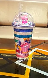 Kaushiki Enterprises - One Stop Acrylic BPA Free Peppa Sipper for Kids/ Vacuum Flask / Water Bottle / Mason Jar / Sipper Glass Tumbler / Tumbler with Straw (Pack of 1 Sipper - 500 ml, Multi Color)