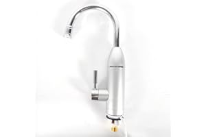 AREAO Elektrischer Wasserhahn mit 230-Volt-Durchlauferhitzer mit LED-Temperaturanzeige, schwenkbarer Wasserhahn aus Edelstahl, Intelligenter Wasserdichter Heizungswasserhahn für Küche und Bad