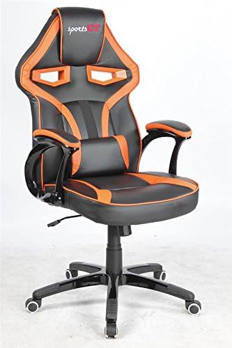 Saves Direct Spors GT Office Home Racing Chair Orange &amp; Black Faux Leather PP Powder Coated