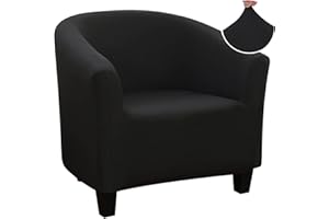 Jaotto Copripoltrona 1 Posto Elasticizato,Fodere Copripoltrona Universale,Copripoltrona da Cocktail Chesterfield Rimovibile Lavabile Antiscivolo per Bancone Soggiorno Tullsta (Nero,1 Pezzo)