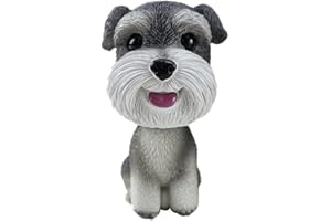 Upxiang Dog Bobblehead Schnauzer Mini Figurine Bobble Head Dogs Car Dash Ornament Cute Shaking Head Nodding Dog Puppy Figurine for Car Vehicle Decoration