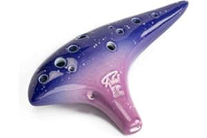 AWEF "Ocean Notes" Okarina mit 12 Löchern für Süßkartoffeln, anmutige Form, Keramik, Okarina in Alt-C, sternenklare Violett