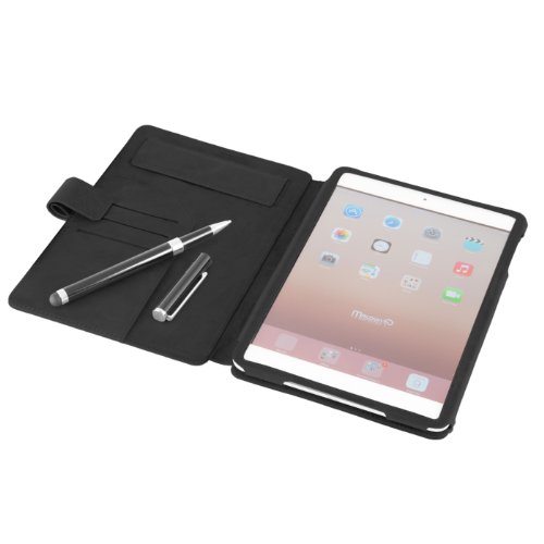 MACOON MC2329BLA Heathrow Organizer Lederhülle für Apple iPad mini 3 schwarz