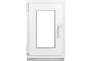 Framex Finestra Seminterrata Piccola in PVC Bianco, Larghezza x Altezza 40 x 60 cm (400 x 600 mm), Doppi Vetri (32 mm), Anta-Ribalta, Girevole DIN Sinistra – Premium