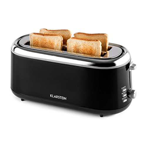 Klarstein Elox Toaster Langschlitztoaster (1300 Watt, 7 Bräunegrade, 4 Toasts gleichzeitig, Retro-Look, Auftau- / Aufback-Funktion) schwarz - 6