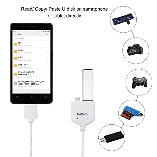 Neueste Multifunktionale USB 2.0 OTG Host Adapter Kabel Micro Ladekabel Datenkabel für Android Smartphones, PC und Tablets 1m (Weiß) - 5