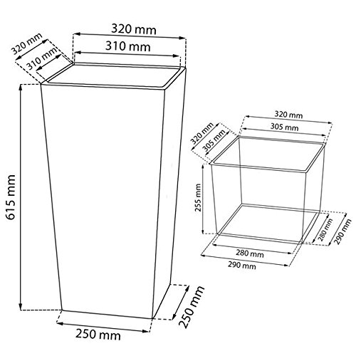 Blumentopf Übertopf Coubi Prosperplast Urbi Square 49lt hoch mit Einsatz breit 32 cm Farbe: weiß - 2