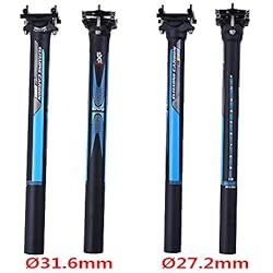 Yareta OEM Carbono Ciclismo Tija Offset 0°/7° MTB/Bicicleta de Carretera tija de sillín de Carbono Tubo del Asiento 27.2/31.6 * 350/400mm Azul Logo (Ø31.6mm × 350mm, Offset 0°)