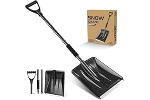 PLACHIDAY Snow Shovel - 4 in 1 Lightweight Aluminum Portable Snow Shovel, Snow Shovel Heavy Duty for Car, Driveway, 2024 New Upgrade Parent-Child Playing Snow for Snow Removal