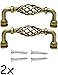 Produktbild FUXXER - 2 Antik Griffe | Küchen Schubladen Kommoden Truhen | Bronze Design gedreht | Vintage Landhaus Retro | 2er Set inkl. Schrauben, bronze messing