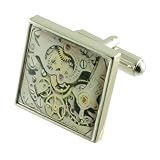 bedruckt Armbanduhr Uhrwerk Manschettenknöpfe für Herren Manschettenknöpfe Sterling Silber 925 massiv + personalisierte Gravur Box