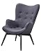 Produktbild SalesFever Designer Ohren-Sessel mit Armlehnen aus Webstoff in Anthrazit | Anjo | Club-Sessel im Retro-Design | Gestell aus Holz in Schwarz-Braun | 68 x 41 x 92 cm