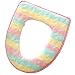 Produktbild RotSale® 1x GelbWärmer Plüsch Toilettensitzbezug Waschbar Bunte Streifen WC-Sitz-Pad Gelb Pink Hellgrün