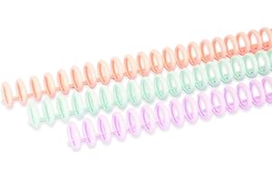 Craftelier - Click Binding Spines 3:1 Pitch - Pastel Shades - 12mm (0.47") Diameter - Reusable and Cuttable - Up to 85 Sheets - Pack of 6 for Sizes A4 to A7