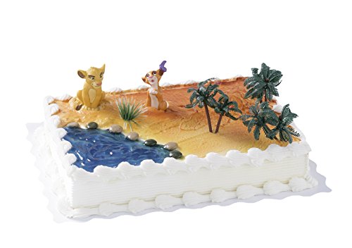 Cake Company hochwertige Torten-Figur "König der Löwen" von Bullyland | Kunststoff-Figur mit 3 Palmen & 1 Busch für Torten-Deko | junger & alter Simba Figuren ideal für Motiv-Torten