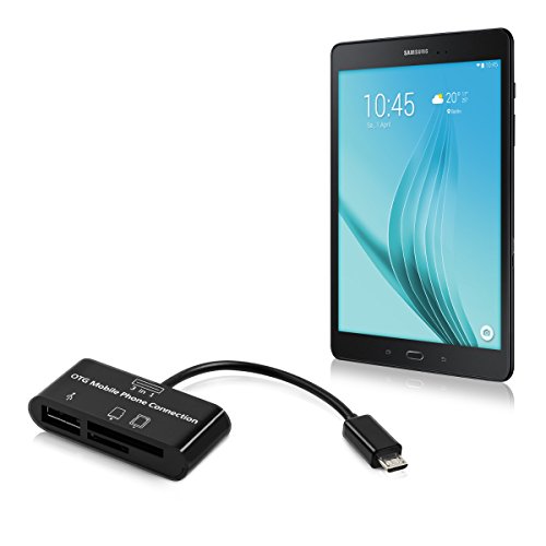 kwmobile 3in1 Micro USB OTG Kabel Adapter für Samsung Galaxy Tab A 9.7 T550N / T555N / P550N – Card Reader Tablet Kartenleser Anschluss für USB 2.0 / SD Karte / Micro SD Karte in Schwarz - 5