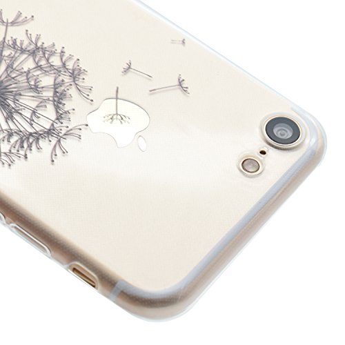 iPhone 7 Hülle,iPhone 7 Case,iPhone 7 Cover,ikasus® TPU Silikon Schutzhülle Case Hülle für iPhone 7,Durchsichtig mit Schwarz Gemalte Muster Handyhülle iPhone 7 Silikon Hülle [Kristallklar Durchsichtig] Stoßdämpfend Transparent TPU Silikon Schutz Handy Hülle Case Tasche Silikon Crystal Case Durchsichtig Schutzhülle Etui Bumper für Apple iPhone 7 (4,7 Zoll) – Schwarz Löwenzahn Rittersporn - 3