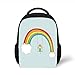 Produktbild Kids School Backpack Rainbow,Cute Cartoon Girl Swinging on a Rainbow Supoorted Two Clouds Fantastic Fun Print,Multicolor Plain Bookbag Travel Daypack